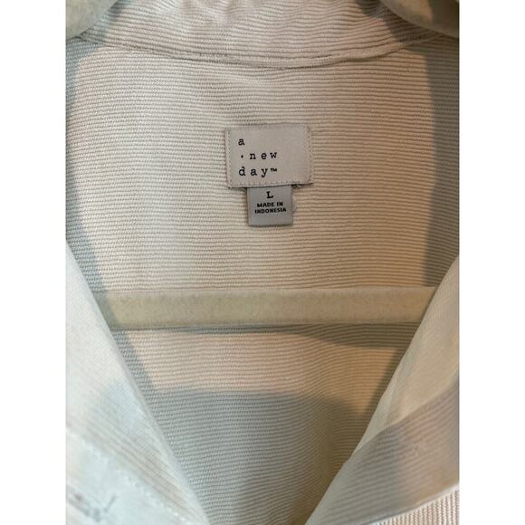 A New Day Long Sleeve Corduroy Button Down Shirt In Cream Size Large - Picture 2 of 4